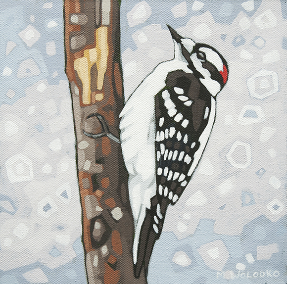 Downy Woodpecker 8"x8" (sold)
