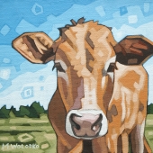 Cow in the Meadow 8"x8"