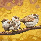 Sparrows 8"x8" (sold)